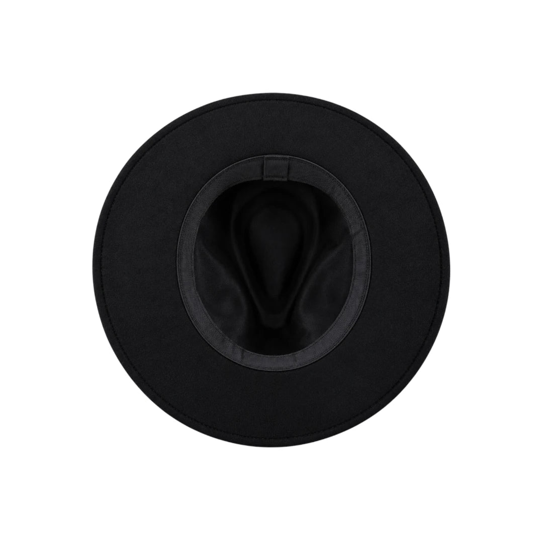 Minur Classic Black Fedora Hat with Contrasting Orange Band