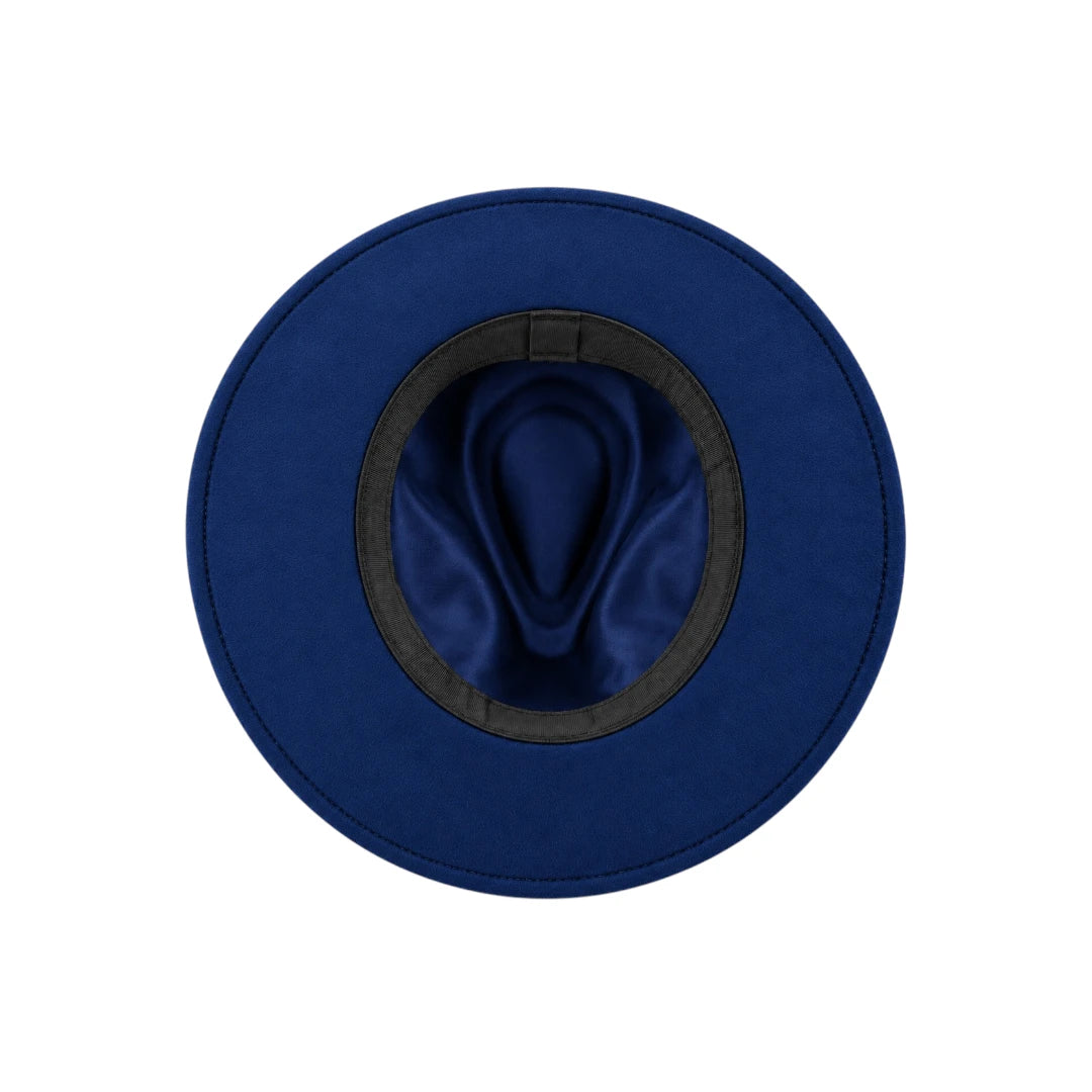 Minur Classic Navy Blue Fedora Hat with Orange Band