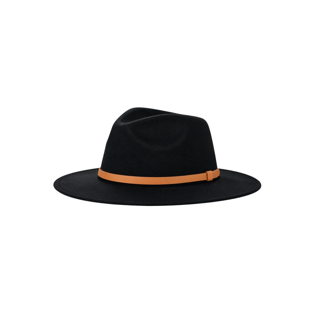 Minur Classic Black Fedora Hat with Contrasting Orange Band