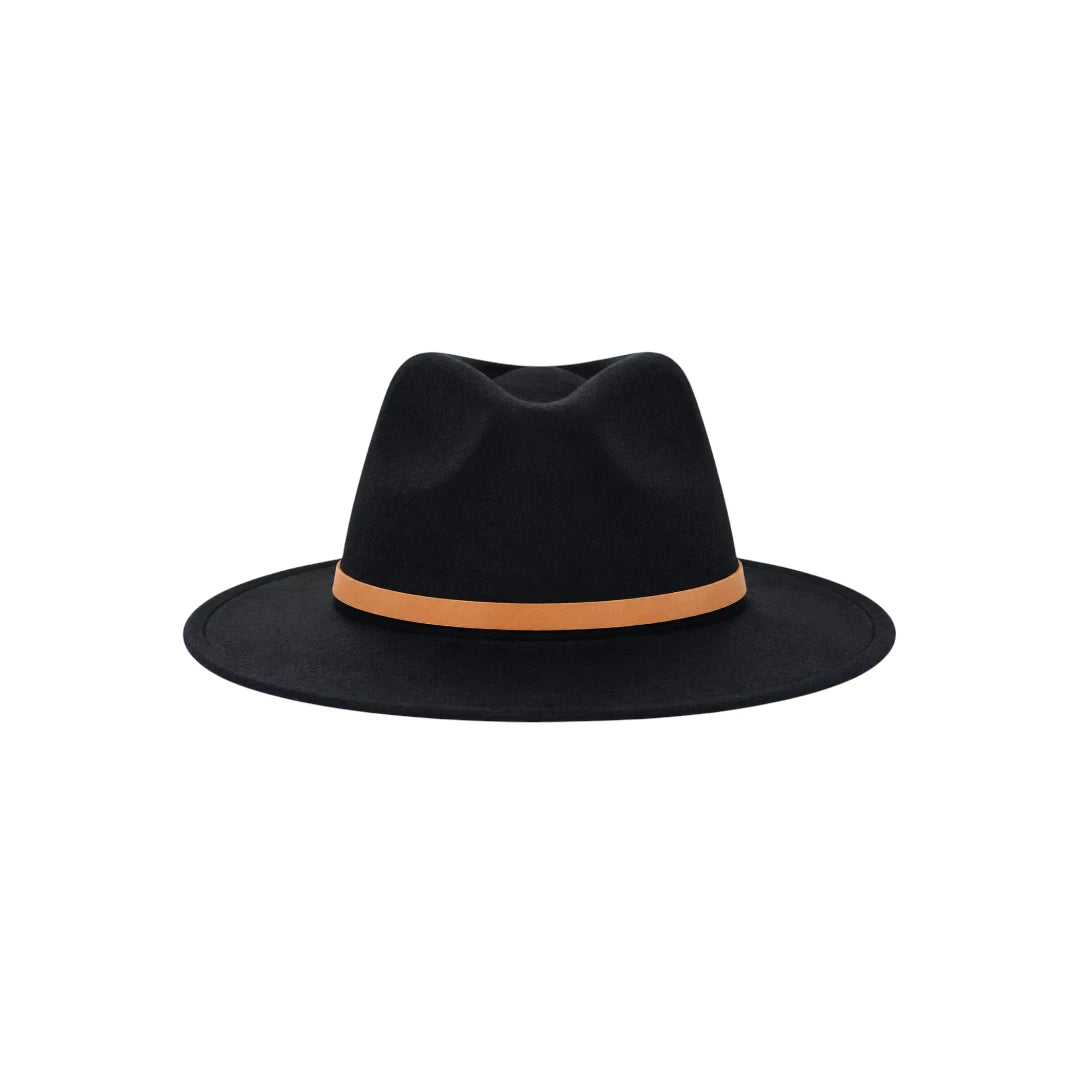 Minur Classic Black Fedora Hat with Contrasting Orange Band
