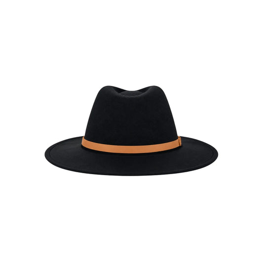 Minur Classic Black Fedora Hat with Contrasting Orange Band