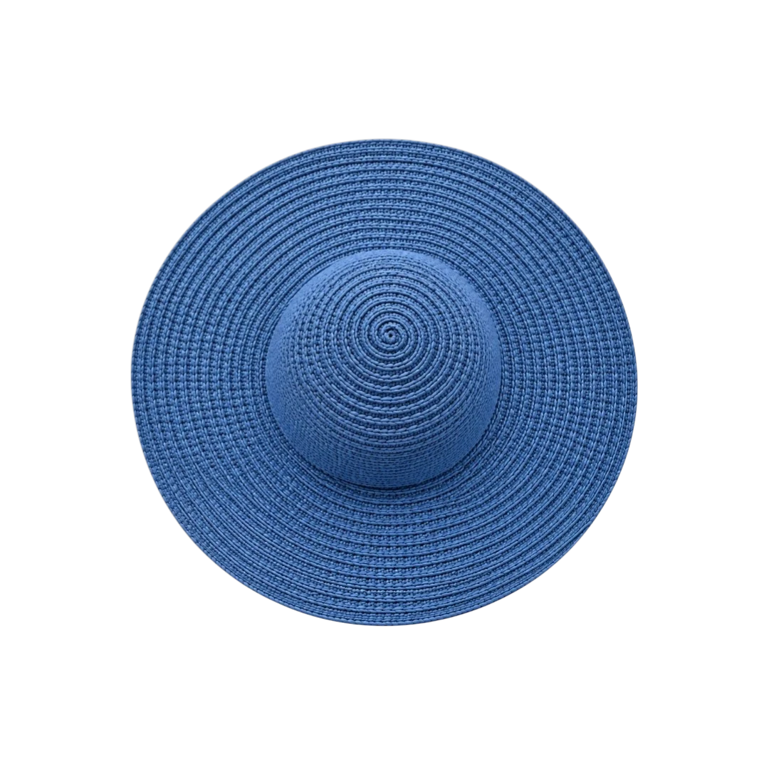 Minur Classic Blue Woven Wide Brim Summer Sun Hat