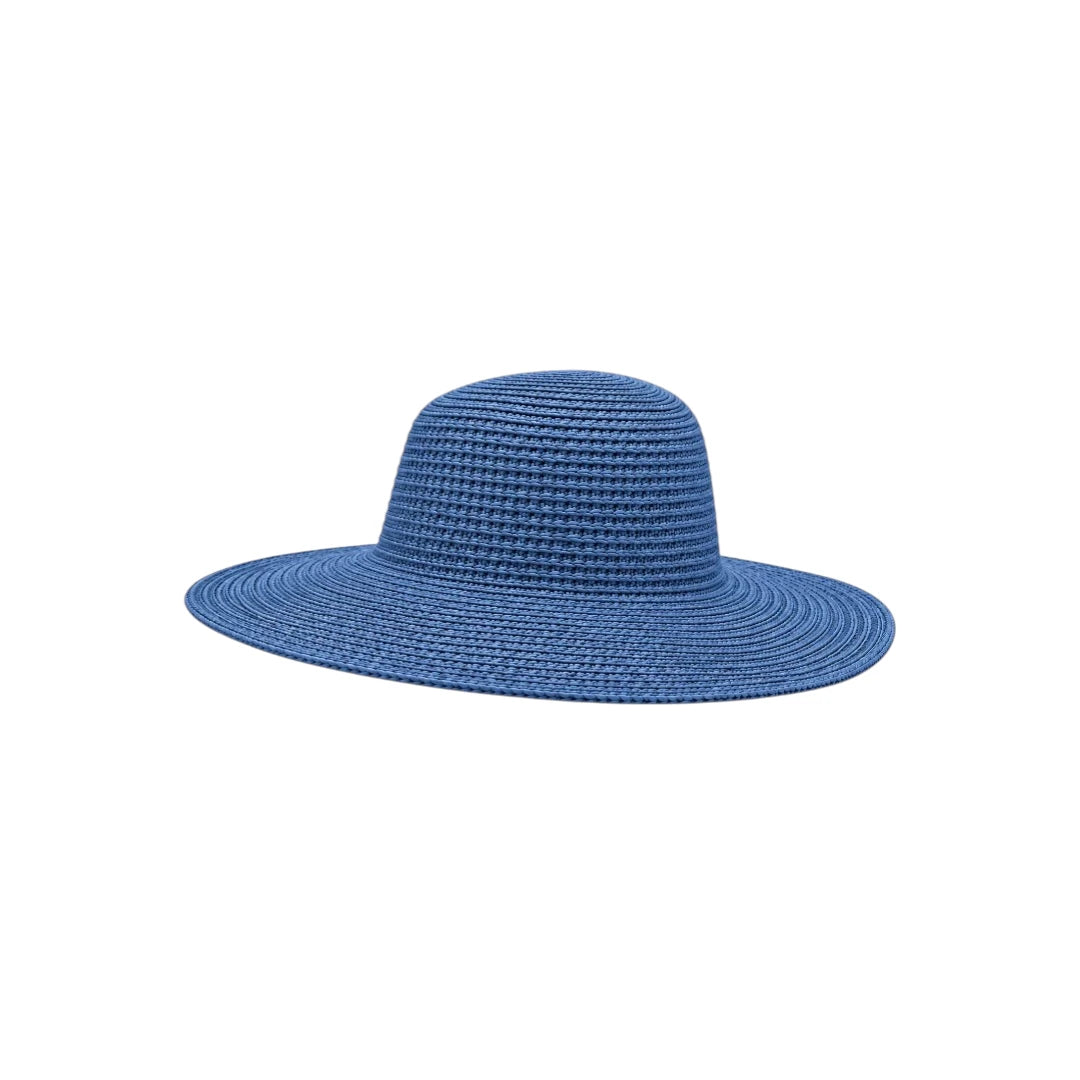 Minur Classic Blue Woven Wide Brim Summer Sun Hat