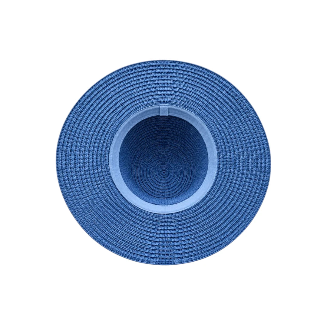 Minur Classic Blue Woven Wide Brim Summer Sun Hat