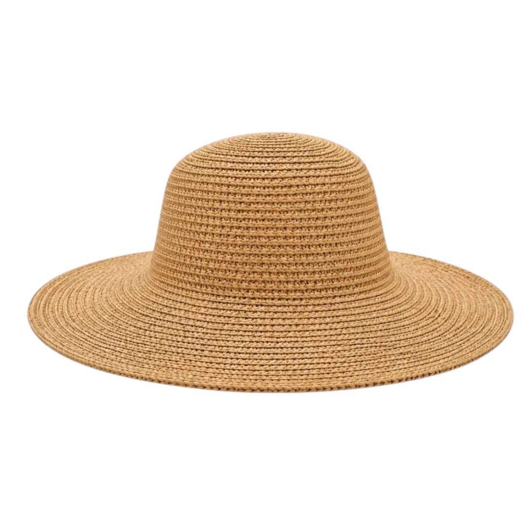 Minur Classic Natural Tan Woven Wide Brim Sun Hat