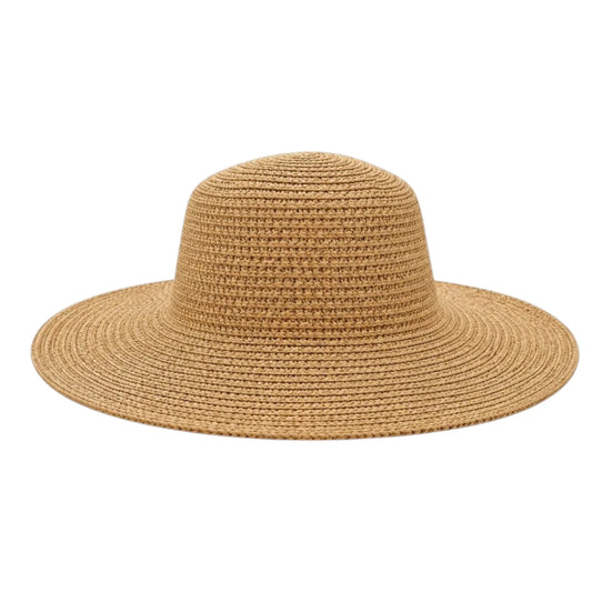 Minur Classic Natural Tan Woven Wide Brim Sun Hat