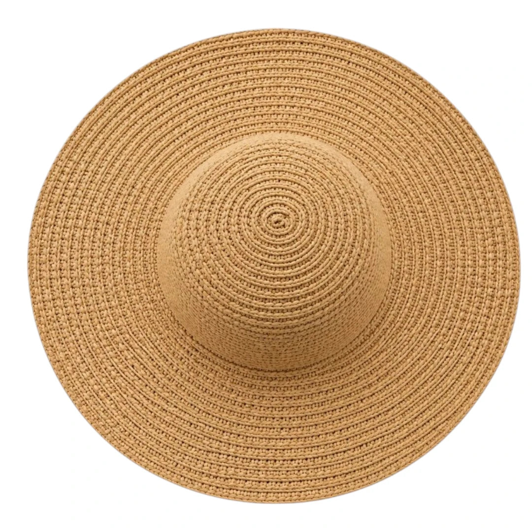 Minur Classic Natural Tan Woven Wide Brim Sun Hat