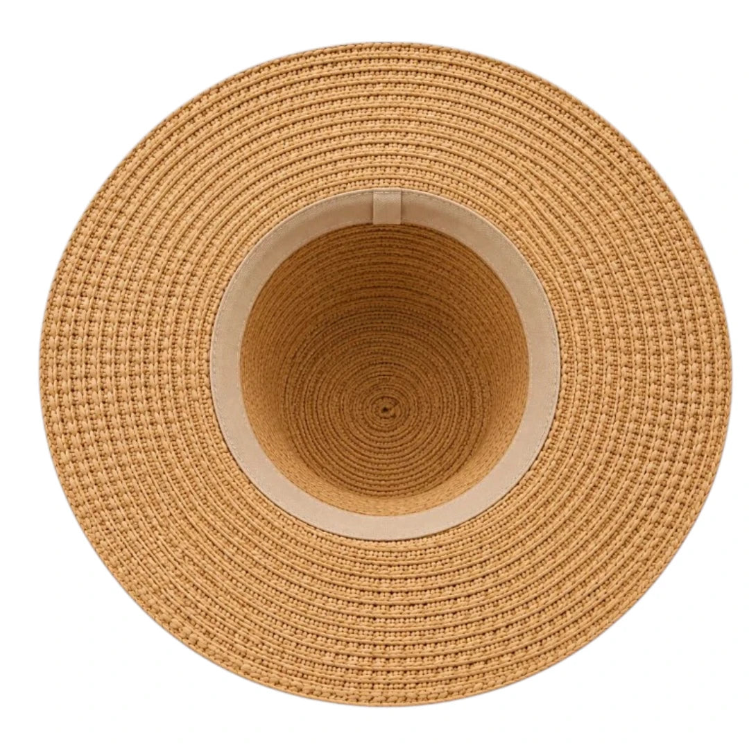 Minur Classic Natural Tan Woven Wide Brim Sun Hat