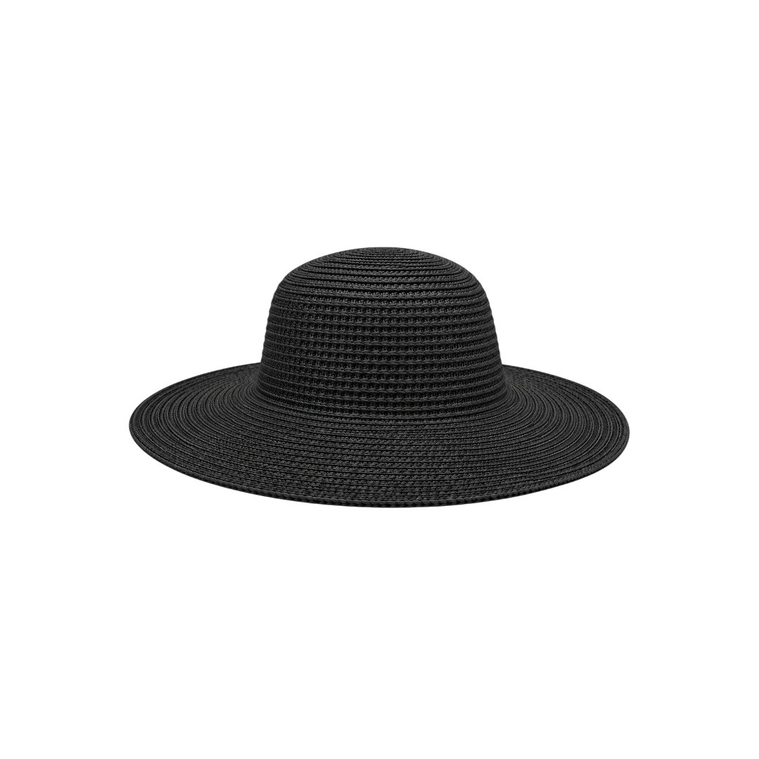 Minur Classic Black Woven Wide Brim Summer Sun Hat
