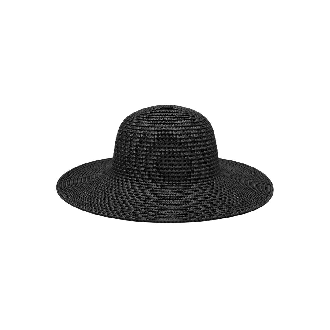 Minur Classic Black Woven Wide Brim Summer Sun Hat