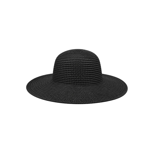 Minur Classic Black Woven Wide Brim Summer Sun Hat