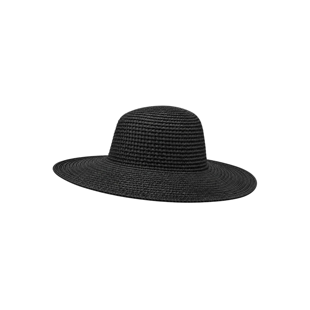 Minur Classic Black Woven Wide Brim Summer Sun Hat