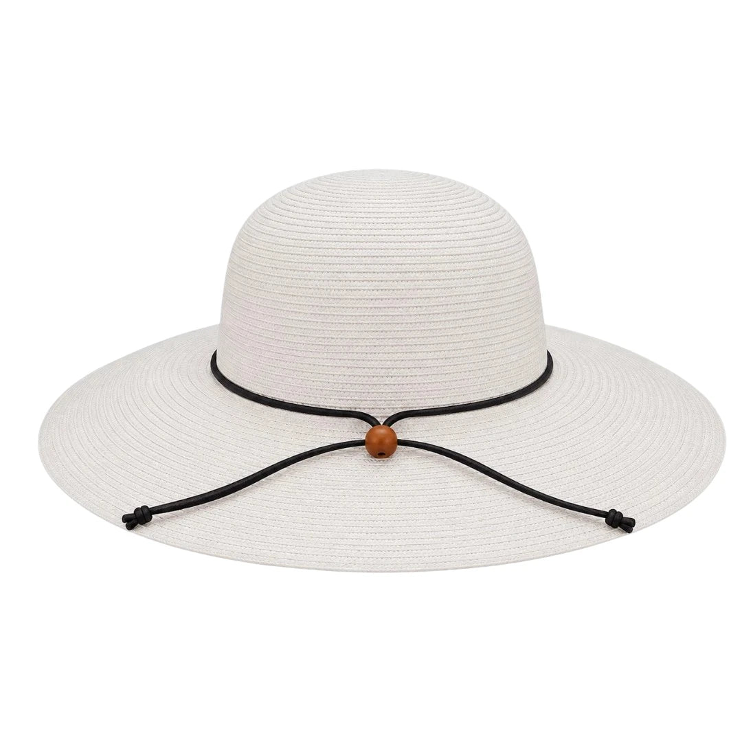Minur Classic White Wide Brim Sun Hat Chin Cord