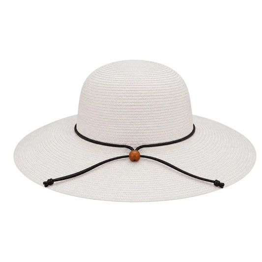 Minur Classic White Wide Brim Sun Hat Chin Cord